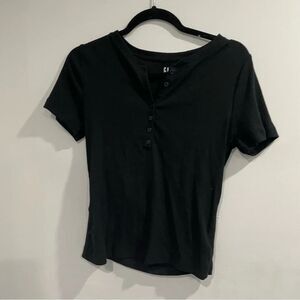 GAP the moden henley short sleeve black t shirt large